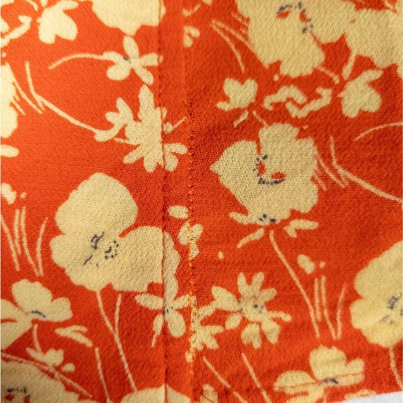 FREE PEOPLE Red Floral Lady Bohemian Cropped Blouse Bell Sleeve Women's XS - Picture 6 of 7